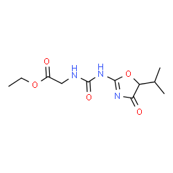 ChemSpider 2D Image | Ethyl N-[(5-isopropyl-4-oxo-4,5-dihydro-1,3-oxazol-2-yl)carbamoyl]glycinate | C11H17N3O5