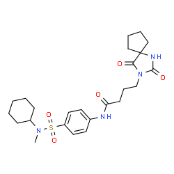 ChemSpider 2D Image | N-{4-[Cyclohexyl(methyl)sulfamoyl]phenyl}-4-(2,4-dioxo-1,3-diazaspiro[4.4]non-3-yl)butanamide | C24H34N4O5S
