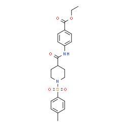 ChemSpider 2D Image | Ethyl 4-[({1-[(4-methylphenyl)sulfonyl]-4-piperidinyl}carbonyl)amino]benzoate | C22H26N2O5S