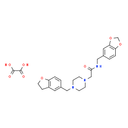 ChemSpider 2D Image | N-(1,3-Benzodioxol-5-ylmethyl)-2-[4-(2,3-dihydro-1-benzofuran-5-ylmethyl)-1-piperazinyl]acetamide ethanedioate (1:1) | C25H29N3O8