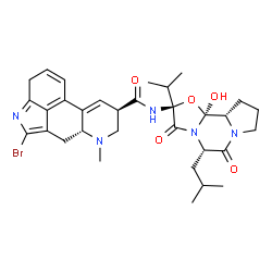 ChemSpider 2D Image | (2'beta,5'alpha)-2-Bromo-12'-hydroxy-5'-isobutyl-2'-isopropyl-3',6',18-trioxo-1,15-didehydro-14,15-dihydroergotaman | C32H40BrN5O5