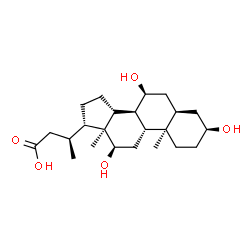 ChemSpider 2D Image | (3S)-3-[(3S,5R,7S,8S,9R,10R,12R,13S,14R,17S)-3,7,12-Trihydroxy-10,13-dimethylhexadecahydro-1H-cyclopenta[a]phenanthren-17-yl]butanoic acid (non-preferred name) | C23H38O5