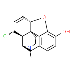 ChemSpider 2D Image | (5alpha,8alpha,9alpha,13alpha,14alpha)-8-Chloro-17-methyl-6,7-didehydro-4,5-epoxymorphinan-3-ol | C17H18ClNO2