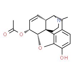 ChemSpider 2D Image | (5beta,6beta,9alpha,13alpha,14alpha)-3-Hydroxy-17-methyl-7,8-didehydro-4,5-epoxymorphinan-6-yl acetate | C19H21NO4