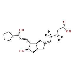 ChemSpider 2D Image | (5Z)-5-[(3aS,4R,5R,6aS)-4-[(1E,3S)-3-Cyclopentyl-3-hydroxy-1-propen-1-yl]-5-hydroxyhexahydro-2(1H)-pentalenylidene](3,3,4,4-~2~H_4_)pentanoic acid | C21H28D4O4