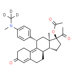 ChemSpider 2D Image | (8alpha,11alpha,13alpha,14beta,17alpha)-11-(4-{Methyl[(~2~H_3_)methyl]amino}phenyl)-3,20-dioxo-19-norpregna-4,9-dien-17-yl acetate | C30H34D3NO4