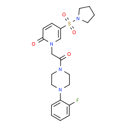 ChemSpider 2D Image | 1-{2-[4-(2-Fluorophenyl)-1-piperazinyl]-2-oxoethyl}-5-(1-pyrrolidinylsulfonyl)-2(1H)-pyridinone | C21H25FN4O4S