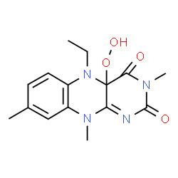 ChemSpider 2D Image | 5-Ethyl-4a-hydroperoxy-3,8,10-trimethyl-5,10-dihydrobenzo[g]pteridine-2,4(3H,4aH)-dione | C15H18N4O4