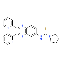 ChemSpider 2D Image | N-[2,3-Di(2-pyridinyl)-6-quinoxalinyl]-1-pyrrolidinecarbothioamide | C23H20N6S