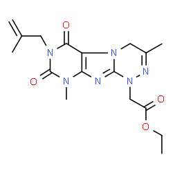 ChemSpider 2D Image | Ethyl [3,9-dimethyl-7-(2-methyl-2-propen-1-yl)-6,8-dioxo-6,7,8,9-tetrahydro[1,2,4]triazino[3,4-f]purin-1(4H)-yl]acetate | C17H22N6O4