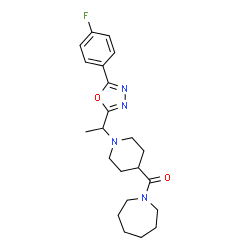 ChemSpider 2D Image | 1-Azepanyl(1-{1-[5-(4-fluorophenyl)-1,3,4-oxadiazol-2-yl]ethyl}-4-piperidinyl)methanone | C22H29FN4O2