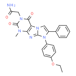 ChemSpider 2D Image | 2-[8-(4-Ethoxyphenyl)-1-methyl-2,4-dioxo-7-phenyl-1,2,4,8-tetrahydro-3H-imidazo[2,1-f]purin-3-yl]acetamide | C24H22N6O4