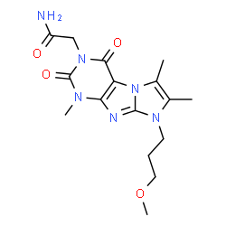ChemSpider 2D Image | 2-[8-(3-Methoxypropyl)-1,6,7-trimethyl-2,4-dioxo-1,2,4,8-tetrahydro-3H-imidazo[2,1-f]purin-3-yl]acetamide | C16H22N6O4