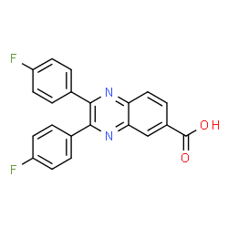 ChemSpider 2D Image | 2,3-Bis(4-fluorophenyl)-6-quinoxalinecarboxylic acid | C21H12F2N2O2