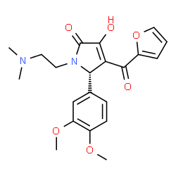 ChemSpider 2D Image | (5S)-5-(3,4-Dimethoxyphenyl)-1-[2-(dimethylamino)ethyl]-4-(2-furoyl)-3-hydroxy-1,5-dihydro-2H-pyrrol-2-one | C21H24N2O6