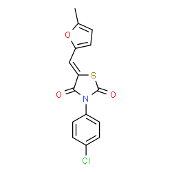 ChemSpider 2D Image | (5Z)-3-(4-Chlorophenyl)-5-[(5-methyl-2-furyl)methylene]-1,3-thiazolidine-2,4-dione | C15H10ClNO3S