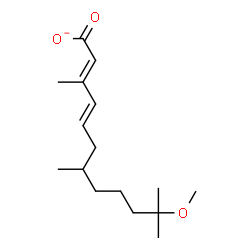ChemSpider 2D Image | (2E,4E)-11-Methoxy-3,7,11-trimethyl-2,4-dodecadienoate | C16H27O3