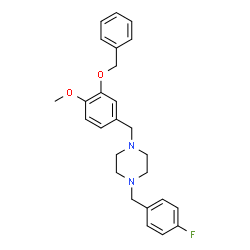 ChemSpider 2D Image | 1-[3-(Benzyloxy)-4-methoxybenzyl]-4-(4-fluorobenzyl)piperazine | C26H29FN2O2