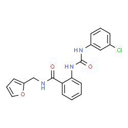 ChemSpider 2D Image | 2-{[(3-Chlorophenyl)carbamoyl]amino}-N-(2-furylmethyl)benzamide | C19H16ClN3O3