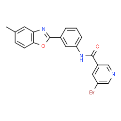 ChemSpider 2D Image | 5-Bromo-N-[3-(5-methyl-1,3-benzoxazol-2-yl)phenyl]nicotinamide | C20H14BrN3O2