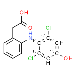 ChemSpider 2D Image | (2-{[2,6-Dichloro-4-hydroxy(~13~C_6_)phenyl]amino}phenyl)acetic acid | C813C6H11Cl2NO3