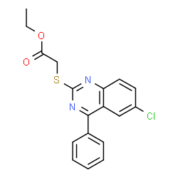 ChemSpider 2D Image | Ethyl [(6-chloro-4-phenyl-2-quinazolinyl)sulfanyl]acetate | C18H15ClN2O2S
