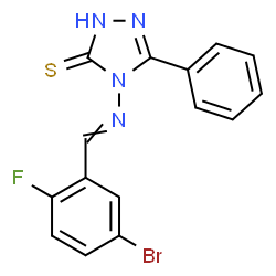 ChemSpider 2D Image | 4-[(5-Bromo-2-fluorobenzylidene)amino]-5-phenyl-4H-1,2,4-triazole-3-thiol | C15H10BrFN4S