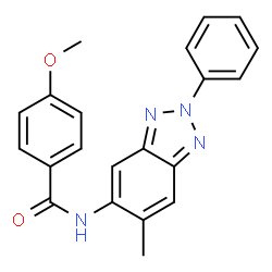 ChemSpider 2D Image | 4-Methoxy-N-(6-methyl-2-phenyl-2H-benzotriazol-5-yl)benzamide | C21H18N4O2