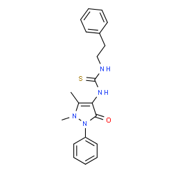 ChemSpider 2D Image | 1-(1,5-Dimethyl-3-oxo-2-phenyl-2,3-dihydro-1H-pyrazol-4-yl)-3-(2-phenylethyl)thiourea | C20H22N4OS