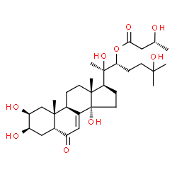 ChemSpider 2D Image | (2beta,3beta,5beta,22R)-2,3,14,20,25-Pentahydroxy-6-oxocholest-7-en-22-yl (3R)-3-hydroxybutanoate | C31H50O9
