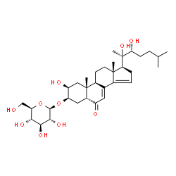 ChemSpider 2D Image | (2beta,3beta,5beta,22R)-2,20,22-Trihydroxy-6-oxocholesta-7,14-dien-3-yl beta-D-glucopyranoside | C33H52O10