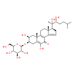 ChemSpider 2D Image | (2beta,3beta,22R)-2,6,20,22-Tetrahydroxy-7-oxocholesta-5,8,14-trien-3-yl beta-D-glucopyranoside | C33H50O11