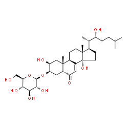 ChemSpider 2D Image | (2beta,3beta,5beta,22R)-2,14,22-Trihydroxy-6-oxocholest-7-en-3-yl beta-D-glucopyranoside | C33H54O10