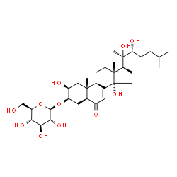 ChemSpider 2D Image | (2beta,3beta,5alpha,22R)-2,14,20,22-Tetrahydroxy-6-oxocholest-7-en-3-yl beta-D-glucopyranoside | C33H54O11