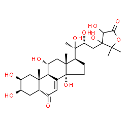 ChemSpider 2D Image | 4-{(2R,3R)-2,3-Dihydroxy-3-[(2S,3R,5R,9R,10R,11R,13R,14S,17S)-2,3,11,14-tetrahydroxy-10,13-dimethyl-6-oxo-2,3,4,5,6,9,10,11,12,13,14,15,16,17-tetradecahydro-1H-cyclopenta[a]phenanthren-17-yl]butyl}-3,
4-dihydroxy-5,5-dimethyldihydro-2(3H)-furanone (non-preferred name) | C29H44O11