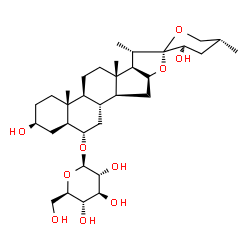 ChemSpider 2D Image | (3beta,5alpha,6alpha,23R,25R)-3,23-Dihydroxyspirostan-6-yl beta-D-glucopyranoside | C33H54O10