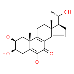 ChemSpider 2D Image | (2beta,3beta,20S)-2,3,6,20-Tetrahydroxypregna-5,8,14-trien-7-one | C21H28O5