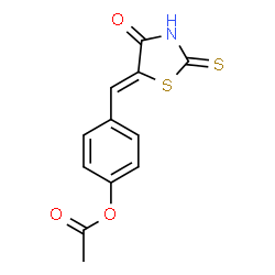 ChemSpider 2D Image | 4-[(Z)-(4-Oxo-2-thioxo-1,3-thiazolidin-5-ylidene)methyl]phenyl acetate | C12H9NO3S2