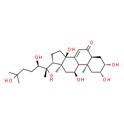 ChemSpider 2D Image | (2alpha,3alpha,5alpha,9xi,10alpha,11beta,13alpha,14beta,17alpha,20S,22R)-2,3,11,14,20,22,25-Heptahydroxycholest-7-en-6-one | C27H44O8