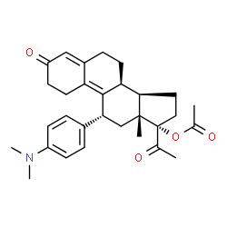 ChemSpider 2D Image | (11beta,13alpha,14beta,17alpha)-11-[4-(Dimethylamino)phenyl]-3,20-dioxo-19-norpregna-4,9-dien-17-yl acetate | C30H37NO4