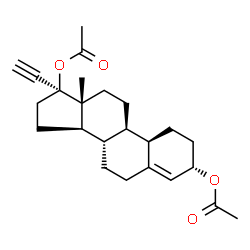 ChemSpider 2D Image | (3beta,8alpha,9beta,13alpha,14beta)-19-Norpregn-4-en-20-yne-3,17-diyl diacetate | C24H32O4