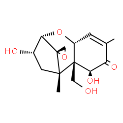 ChemSpider 2D Image | (2alpha,3beta,5alpha,7beta)-3,7,15-Trihydroxy-12,13-epoxytrichothec-9-en-8-one | C15H20O6