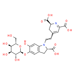 ChemSpider 2D Image | (2S)-4-{(E)-2-[(2S)-5-(alpha-L-Altropyranosyloxy)-2-carboxy-6-hydroxy-2,3-dihydro-1H-indol-1-yl]vinyl}-2,3-dihydro-2,6-pyridinedicarboxylic acid | C24H26N2O13