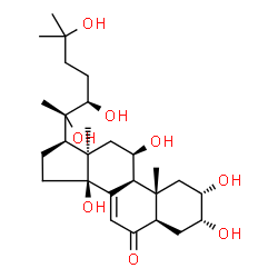 ChemSpider 2D Image | (2beta,3beta,5beta,9beta,10alpha,11alpha,17alpha,22R)-2,3,11,14,20,22,25-Heptahydroxycholest-7-en-6-one | C27H44O8