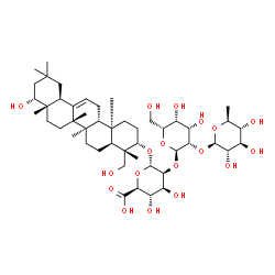 ChemSpider 2D Image | (3beta,5beta,17alpha,22beta)-22,24-Dihydroxyolean-12-en-3-yl 6-deoxy-beta-L-glucopyranosyl-(1->2)-alpha-D-talopyranosyl-(1->2)-alpha-D-mannopyranosiduronic acid | C48H78O18