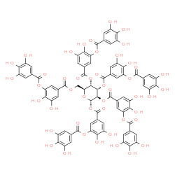 ChemSpider 2D Image | 1,2,3,4,6-Pentakis-O-{3,4-dihydroxy-5-[(3,4,5-trihydroxybenzoyl)oxy]benzoyl}-alpha-L-altropyranose | C76H52O46