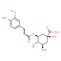 ChemSpider 2D Image | (1S,3R,4S,5S)-1,3,4-Trihydroxy-5-{[(2E)-3-(4-hydroxy-3-methoxyphenyl)-2-propenoyl]oxy}cyclohexanecarboxylic acid | C17H20O9