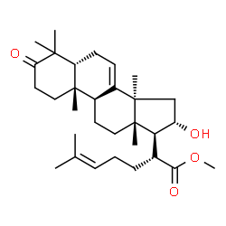 ChemSpider 2D Image | Methyl (9beta,10alpha,13alpha,14beta,16beta,17alpha)-16-hydroxy-3-oxolanosta-7,24-dien-21-oate | C31H48O4