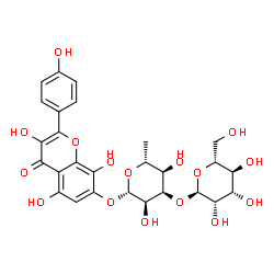 ChemSpider 2D Image | 3,5,8-Trihydroxy-2-(4-hydroxyphenyl)-4-oxo-4H-chromen-7-yl 6-deoxy-3-O-alpha-D-mannopyranosyl-beta-D-allopyranoside | C27H30O16