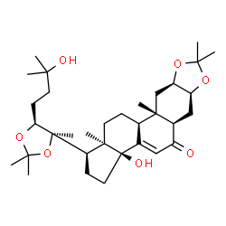 ChemSpider 2D Image | (1R,3aS,5aR,6aS,9aR,10aS,10bS,12aR)-3a-Hydroxy-1-[(4R,5S)-5-(3-hydroxy-3-methylbutyl)-2,2,4-trimethyl-1,3-dioxolan-4-yl]-8,8,10a,12a-tetramethyl-1,2,3,3a,5a,6,6a,9a,10,10a,10b,11,12,12a-tetradecahydro
-5H-cyclopenta[7,8]phenanthro[2,3-d][1,3]dioxol-5-one | C33H52O7